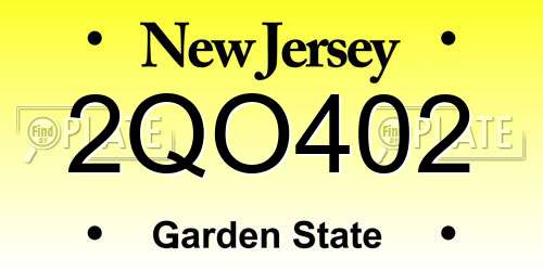 2QO402 New Jersey License Plate
