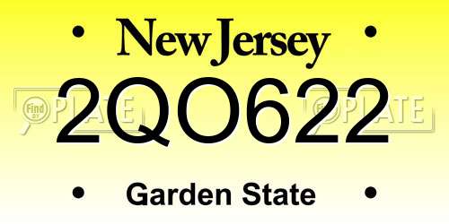 2QO622 New Jersey License Plate