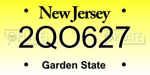 2QO627 New Jersey License Plate
