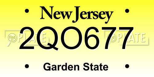 2QO677 New Jersey License Plate
