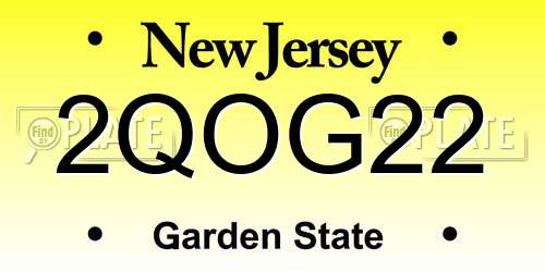 2QOG22 New Jersey License Plate