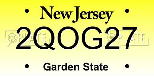 2QOG27 New Jersey License Plate