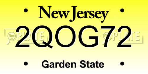 2QOG72 New Jersey License Plate