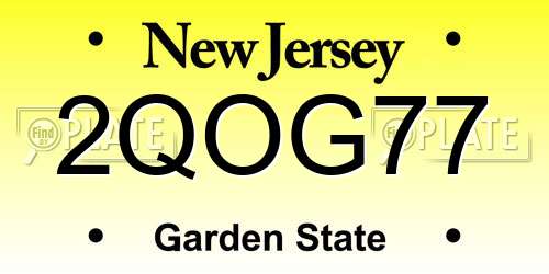 2QOG77 New Jersey License Plate