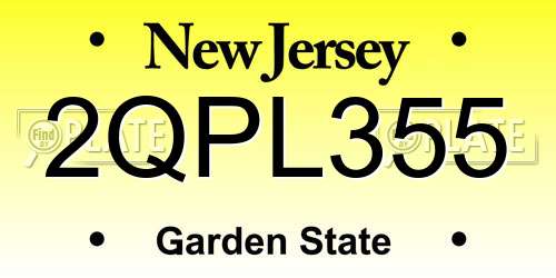 2QPL355 New Jersey License Plate