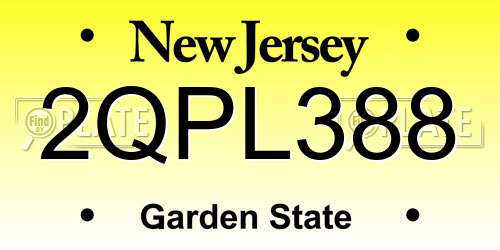 2QPL388 New Jersey License Plate