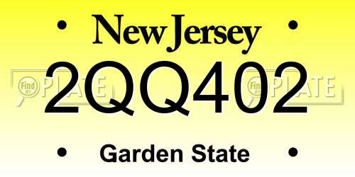 2QQ402 New Jersey License Plate