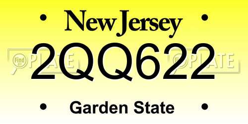 2QQ622 New Jersey License Plate