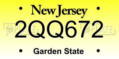 2QQ672 New Jersey License Plate