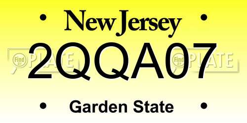 2QQA07 New Jersey License Plate