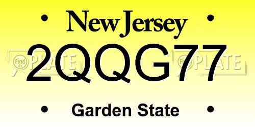 2QQG77 New Jersey License Plate