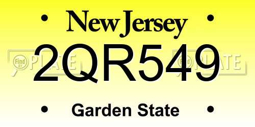 2QR549 New Jersey License Plate
