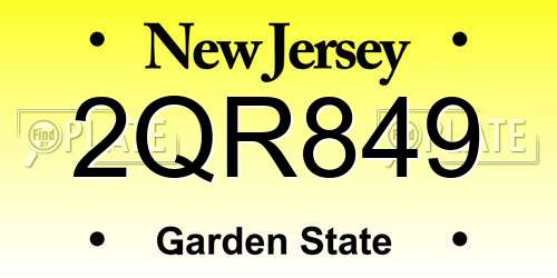 2QR849 New Jersey License Plate