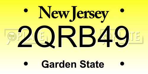 2QRB49 New Jersey License Plate