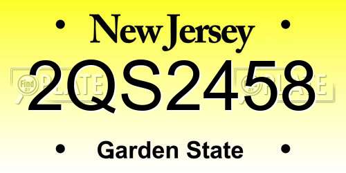 2QS2458 New Jersey License Plate