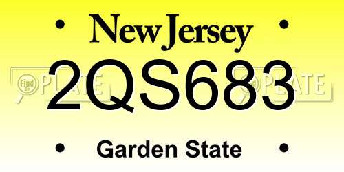 2QS683 New Jersey License Plate