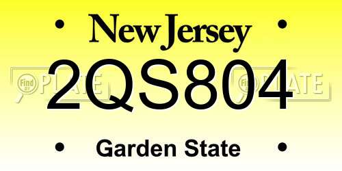 2QS804 New Jersey License Plate