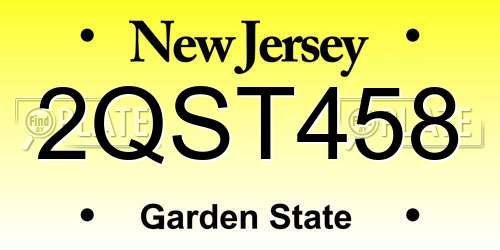 2QST458 New Jersey License Plate