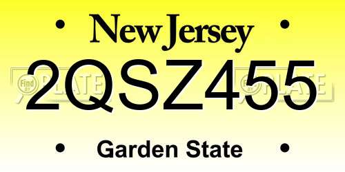 2QSZ455 New Jersey License Plate