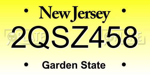 2QSZ458 New Jersey License Plate