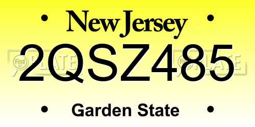 2QSZ485 New Jersey License Plate