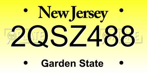 2QSZ488 New Jersey License Plate