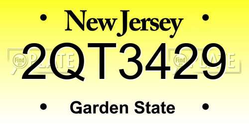 2QT3429 New Jersey License Plate