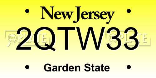 2QTW33 New Jersey License Plate