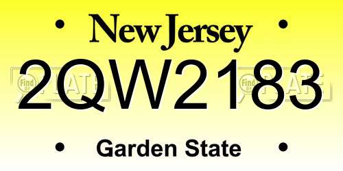 2QW2183 New Jersey License Plate