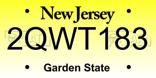 2QWT183 New Jersey License Plate