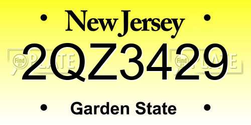 2QZ3429 New Jersey License Plate