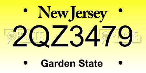 2QZ3479 New Jersey License Plate