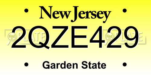 2QZE429 New Jersey License Plate