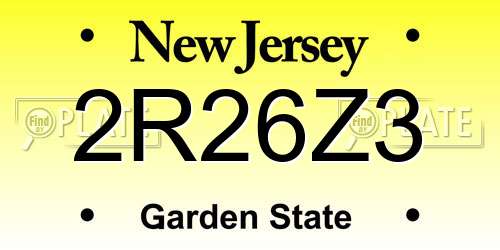 2R26Z3 New Jersey License Plate