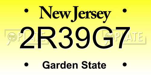 2R39G7 New Jersey License Plate