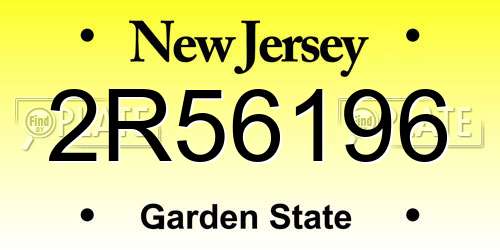 2R56196 New Jersey License Plate