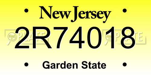 2R74018 New Jersey License Plate