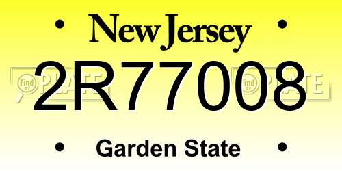 2R77008 New Jersey License Plate