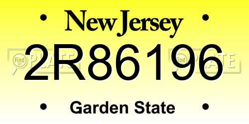 2R86196 New Jersey License Plate