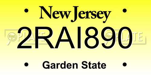 2RAI890 New Jersey License Plate