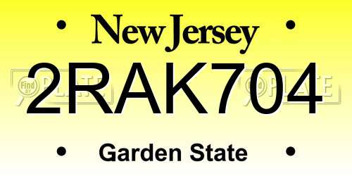 2RAK704 New Jersey License Plate