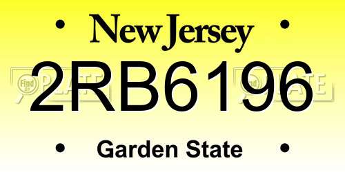 2RB6196 New Jersey License Plate