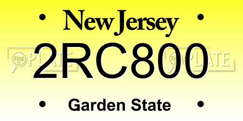 2RC800 New Jersey License Plate