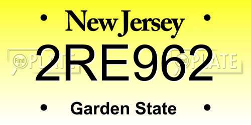 2RE962 New Jersey License Plate