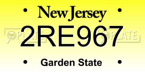 2RE967 New Jersey License Plate