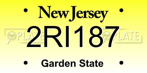 2RI187 New Jersey License Plate