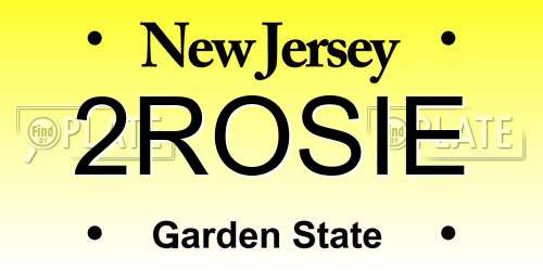2ROSIE New Jersey License Plate
