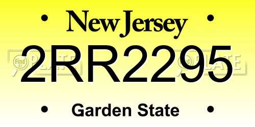 2RR2295 New Jersey License Plate