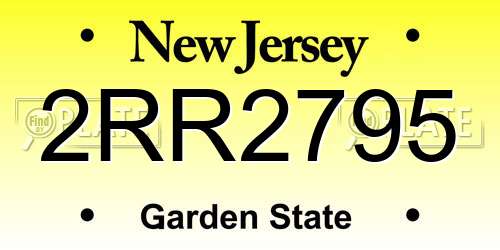 2RR2795 New Jersey License Plate