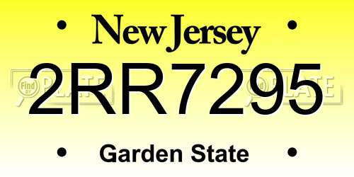2RR7295 New Jersey License Plate